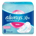 TOALLAS FEMENINAS ALWAYSx8 XTRA TRIPLE PROTECCION SUAVE CON ALAS