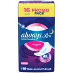 TOALLAS FEMENINAS ALWAYSx16 XTRA NOCHES TRANQUILAS SUAVE