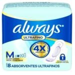 TOALLAS FEMENINAS ALWAYSx8 ULTRAFINA SECA CON ALAS