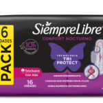 TOALLAS FEMENINAS SIEMPRE LIBREx16 CONFORT NOCTURNO SUAVE CON ALAS