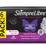 TOALLAS FEMENINAS SIEMPRE LIBREx16 CONFORT NOCTURNO SECA CON ALAS