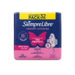TOALLAS FEMENINAS SIEMPRE LIBREx32 CONFORT ULTRAFINA SUAVE CON ALAS