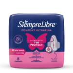 TOALLAS FEMENINAS SIEMPRE LIBREx8 CONFORT ULTRAFINA SUAVE CON ALAS