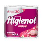 PAPEL HIGIENICO HIGIENOLx4x30MTS PLUS DOBLE HOJA