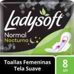 TOALLAS FEMENINAS LADYSOFTx8 NOCTURNA SOFT NORMAL SUAVE CON ALAS