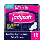 TOALLAS FEMENINAS LADYSOFTx16 NOCTURNA SOFT NORMAL SUAVE CON ALAS