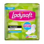 TOALLAS FEMENINAS LADYSOFTx8 NORMAL SOFT SUAVE CON ALAS