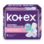 TOALLAS FEMENINAS KOTEXx8 NOCTURNA EXTRA PROTECCION CON ALAS