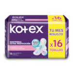 TOALLAS FEMENINAS KOTEXx16 NOCTURNA EXTRA PROTECCION CON ALAS