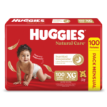 PAÑAL HUGGIES NATURAL CAREx100 XG PACK MENSUAL