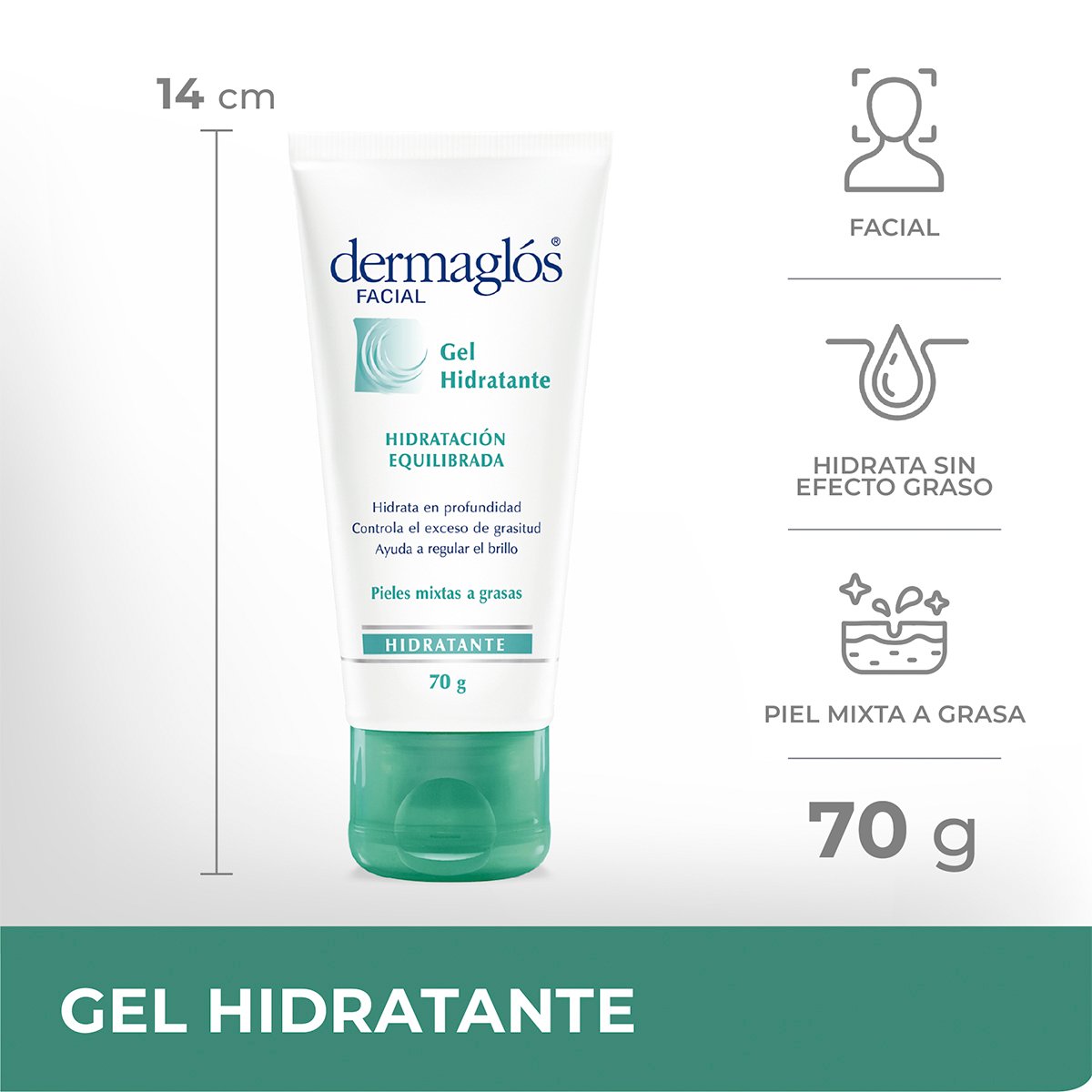 17 GEL HIDRATANTE DERMAGLOS FACIALx70 HIDRATACION EQUILIBRADA - Imagen 1